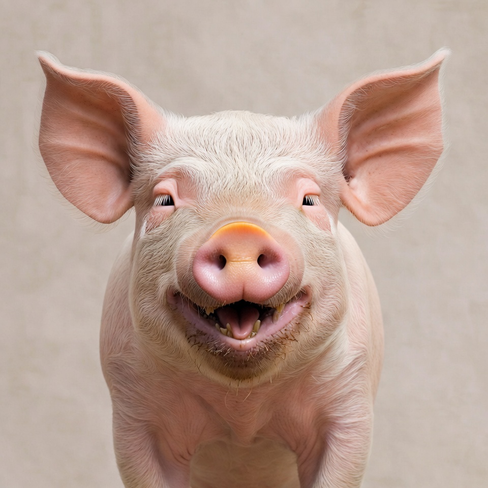 Playful pig with cheerful expression Playful pig with cheerful expression
