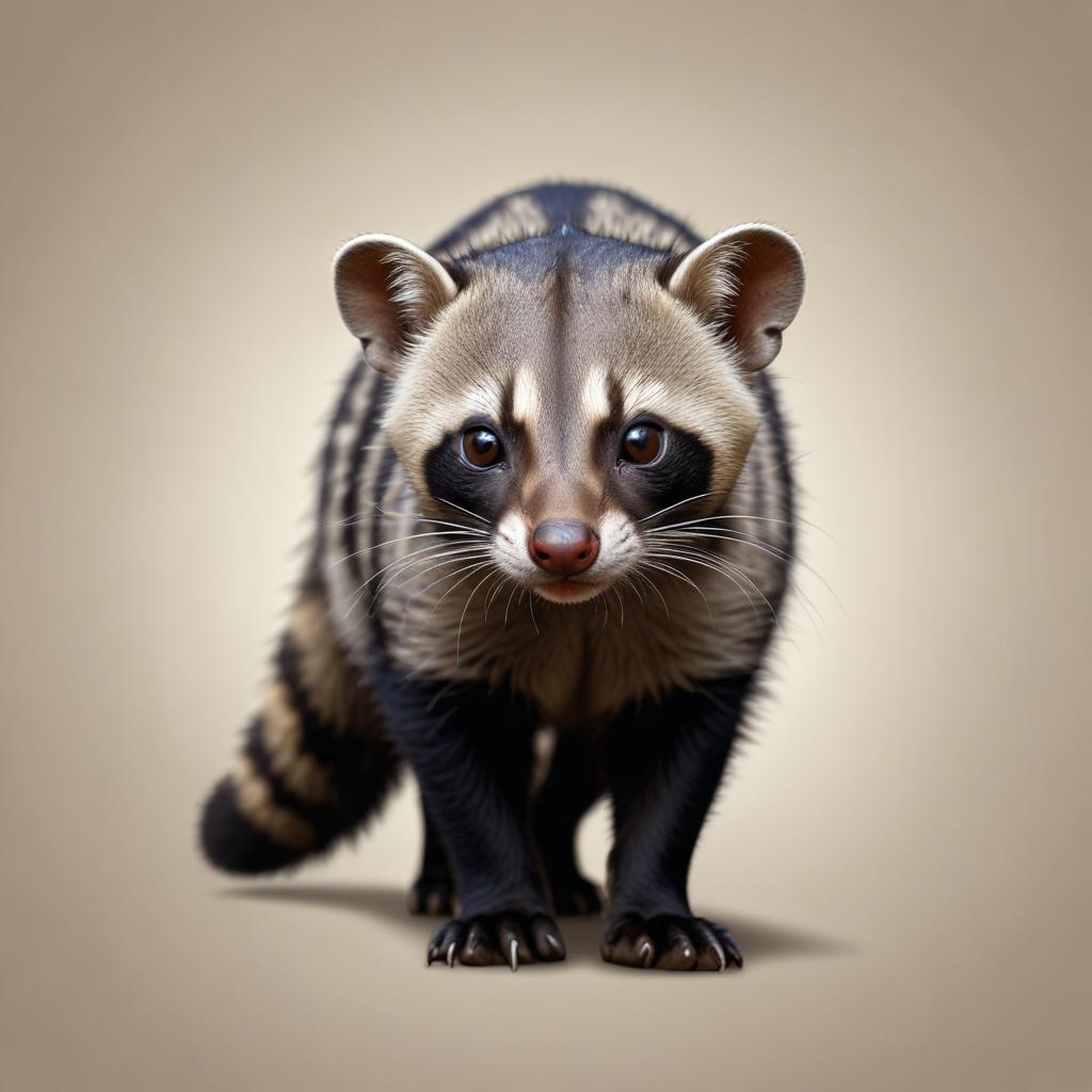 Cute raccoon-like animal stands still Cute raccoon-like animal stands still