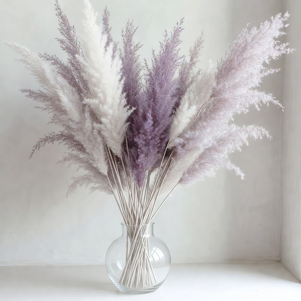 Pampas grass in glass vase Pampas grass in glass vase
