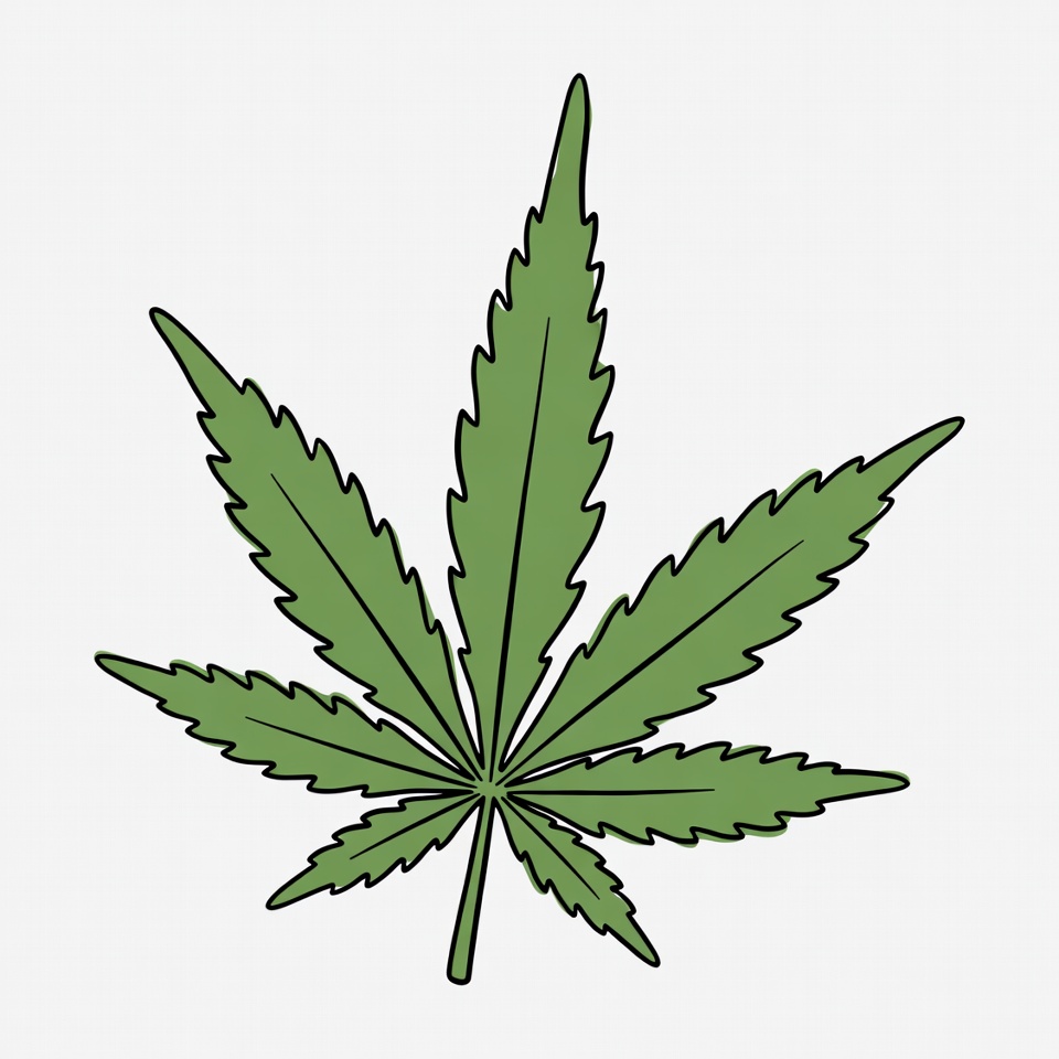 Cannabis leaf design with bold outline Cannabis leaf design with bold outline