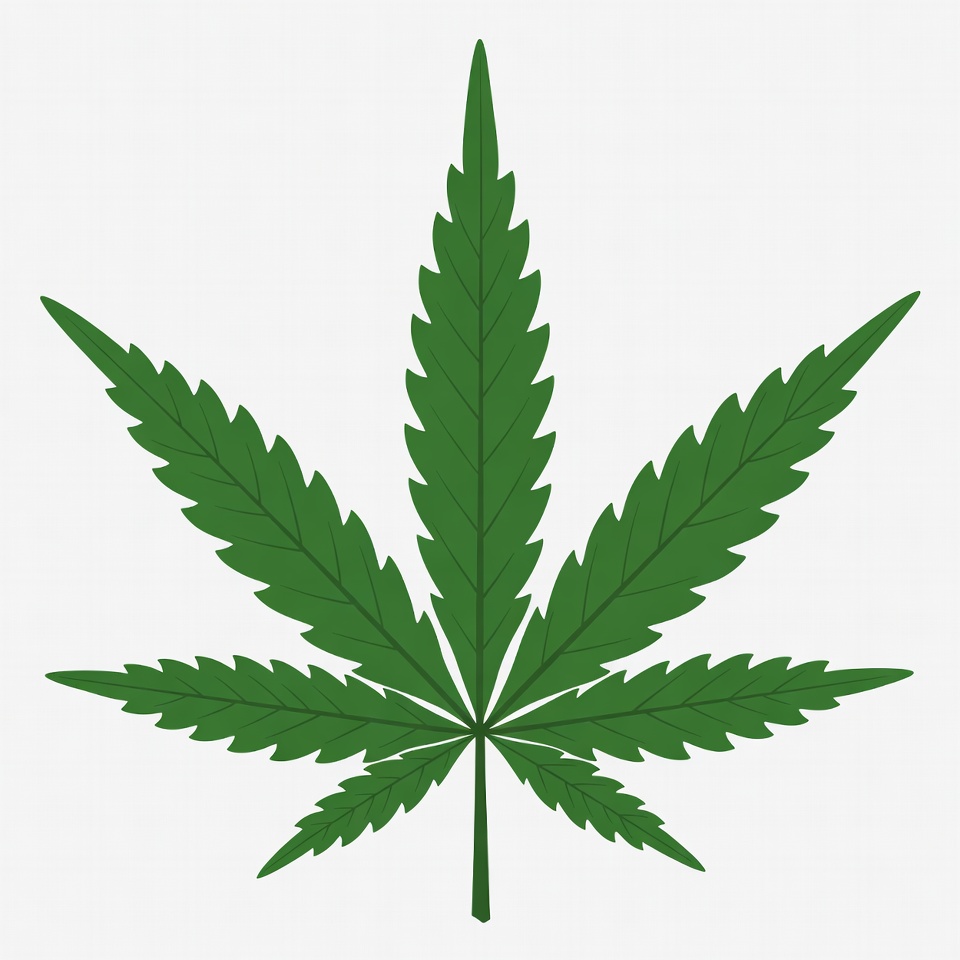 Cannabis leaf with distinctive features Cannabis leaf with distinctive features