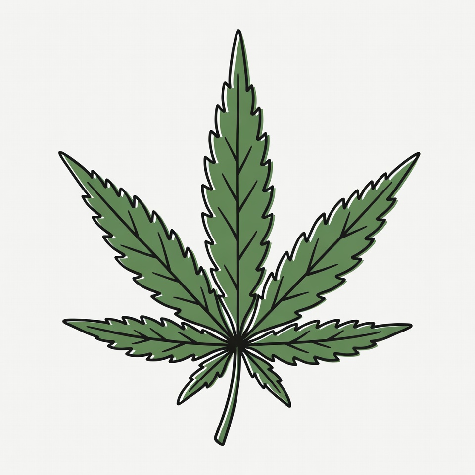 Cannabis leaf illustration on plain background Cannabis leaf illustration on plain background