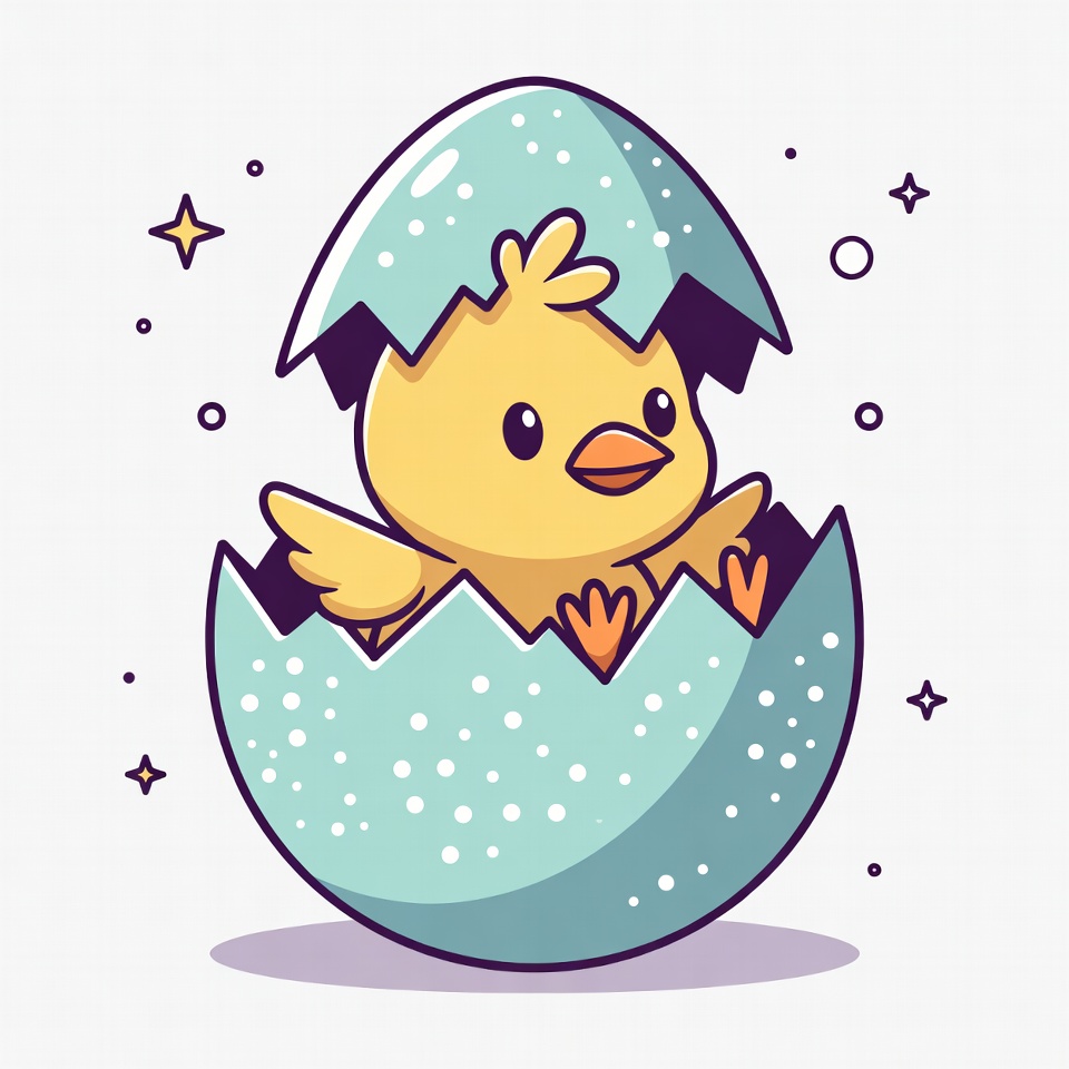 Chick hatching from egg in spring Chick hatching from egg in spring