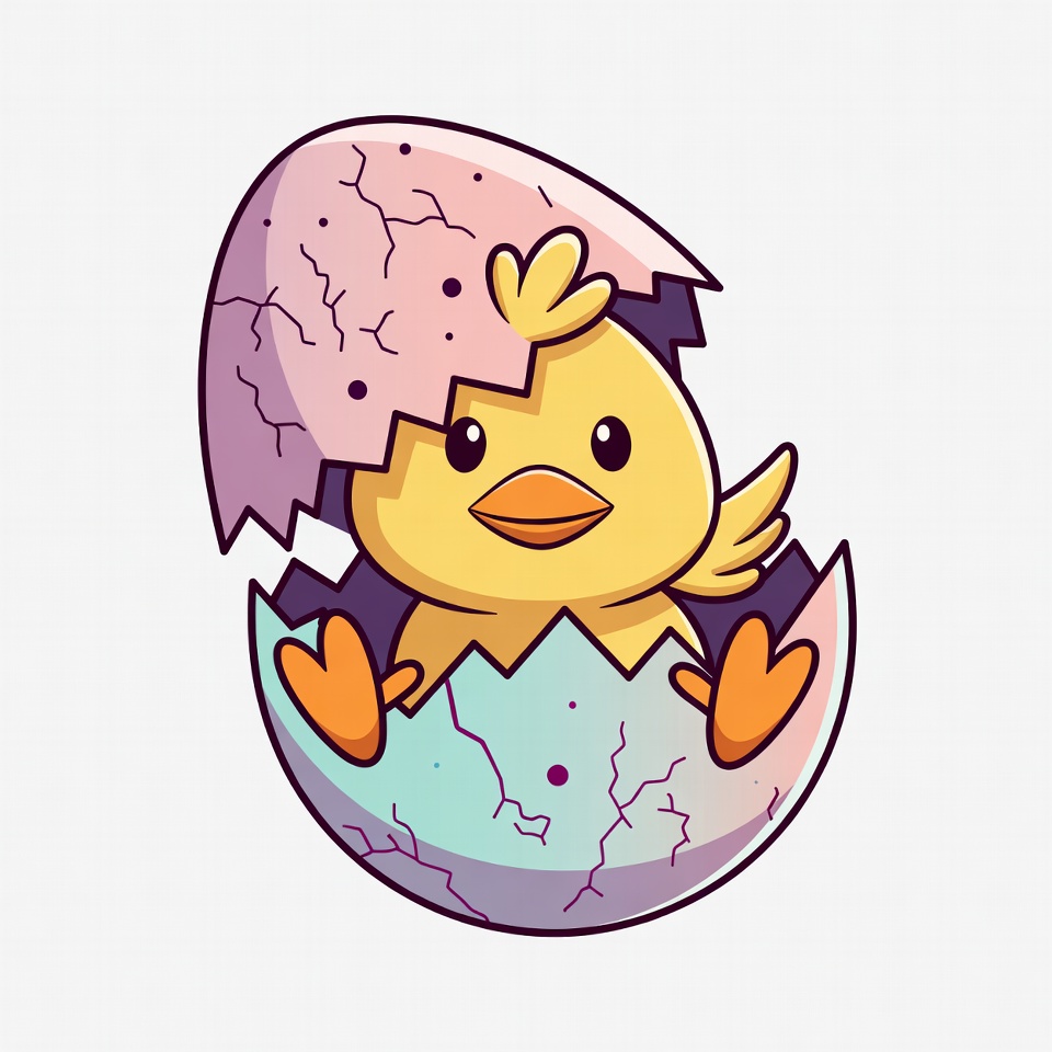 Cute chick hatching from egg Cute chick hatching from egg