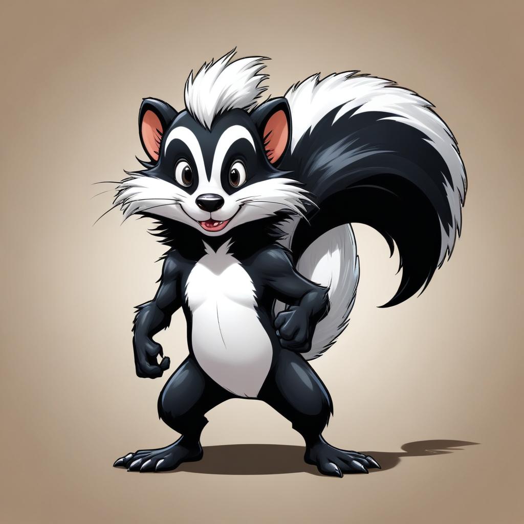 Cartoon skunk character with fun pose Cartoon skunk character with fun pose