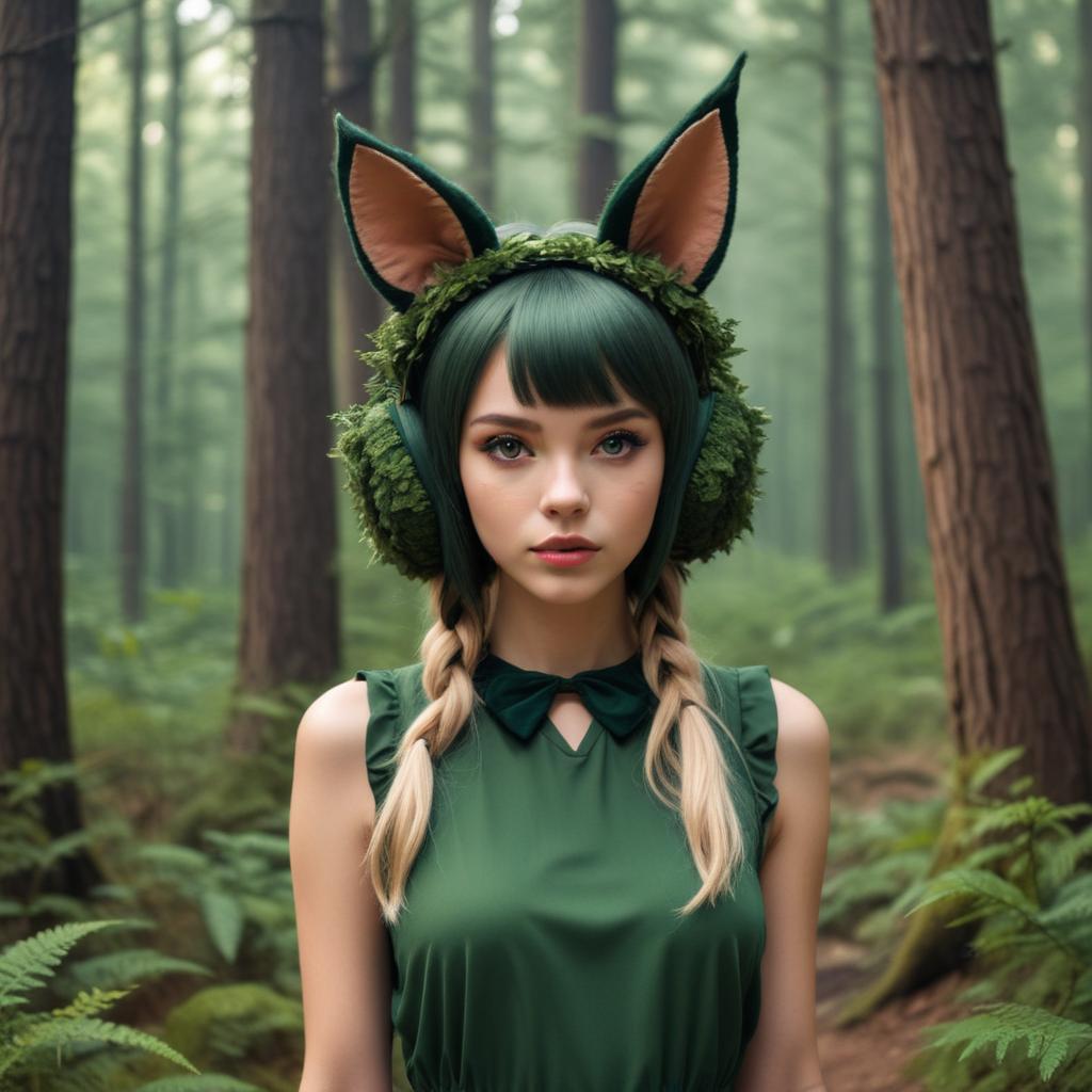 Forest girl wearing animal ears Forest girl wearing animal ears