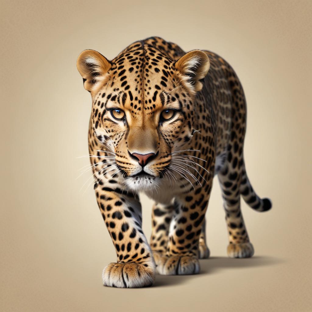 Leopard walks on yellow background Leopard walks on yellow background