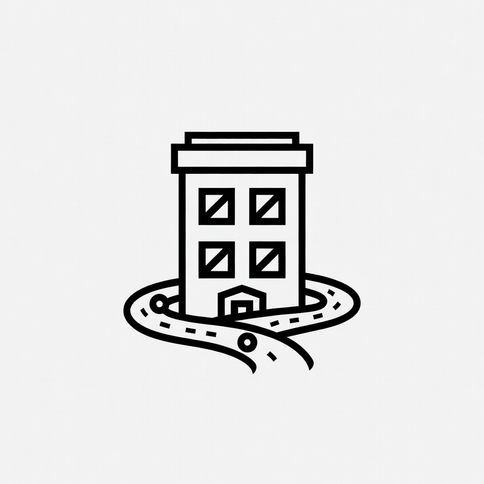 Building with winding road design Building with winding road design