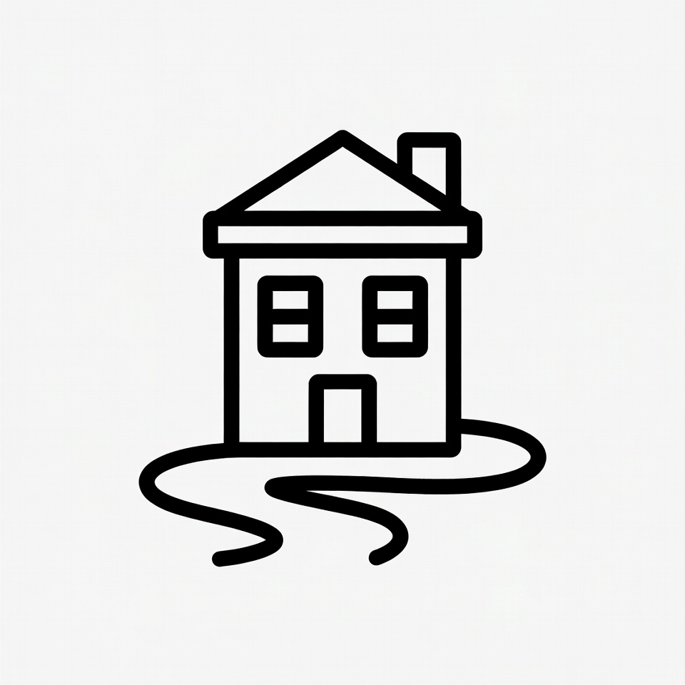 Simple house with curved path Simple house with curved path