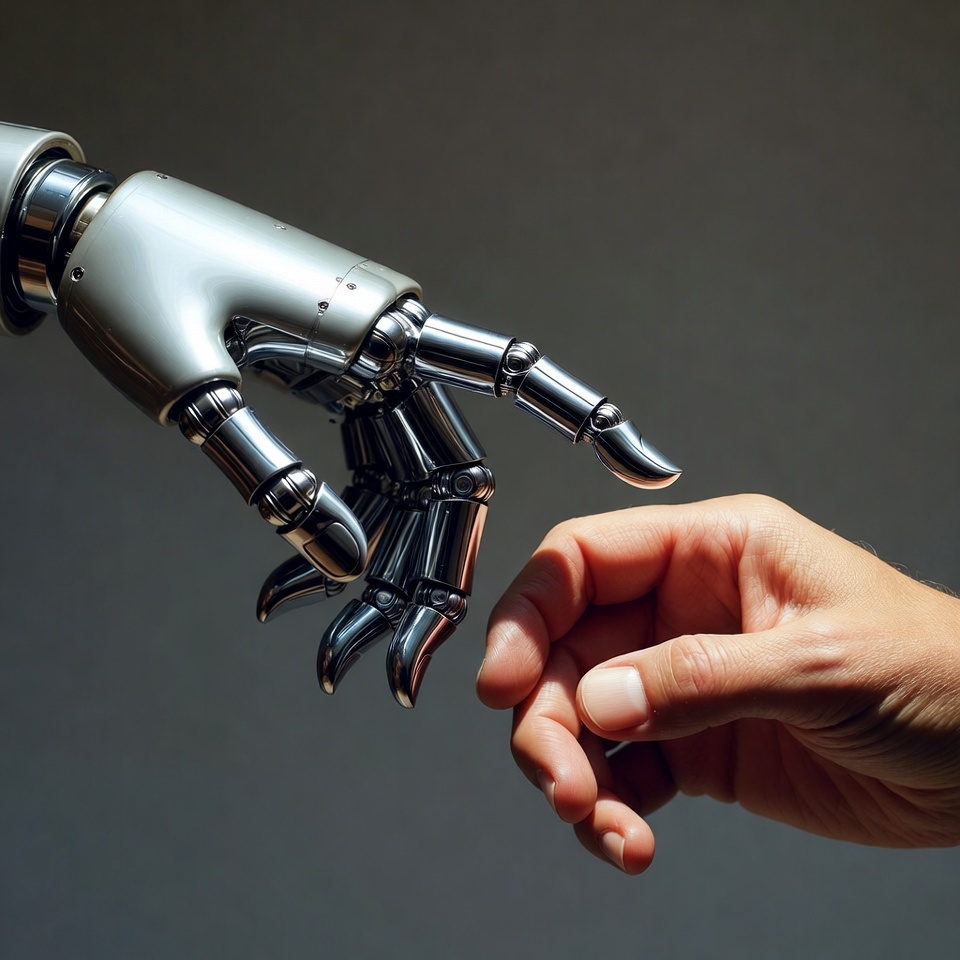 Robot and human hand connection Robot and human hand connection