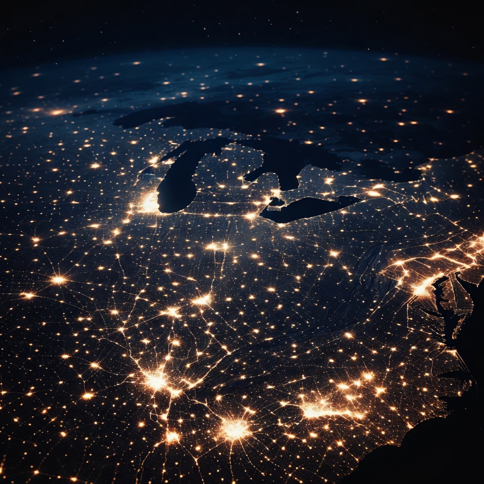 View of city lights from space View of city lights from space