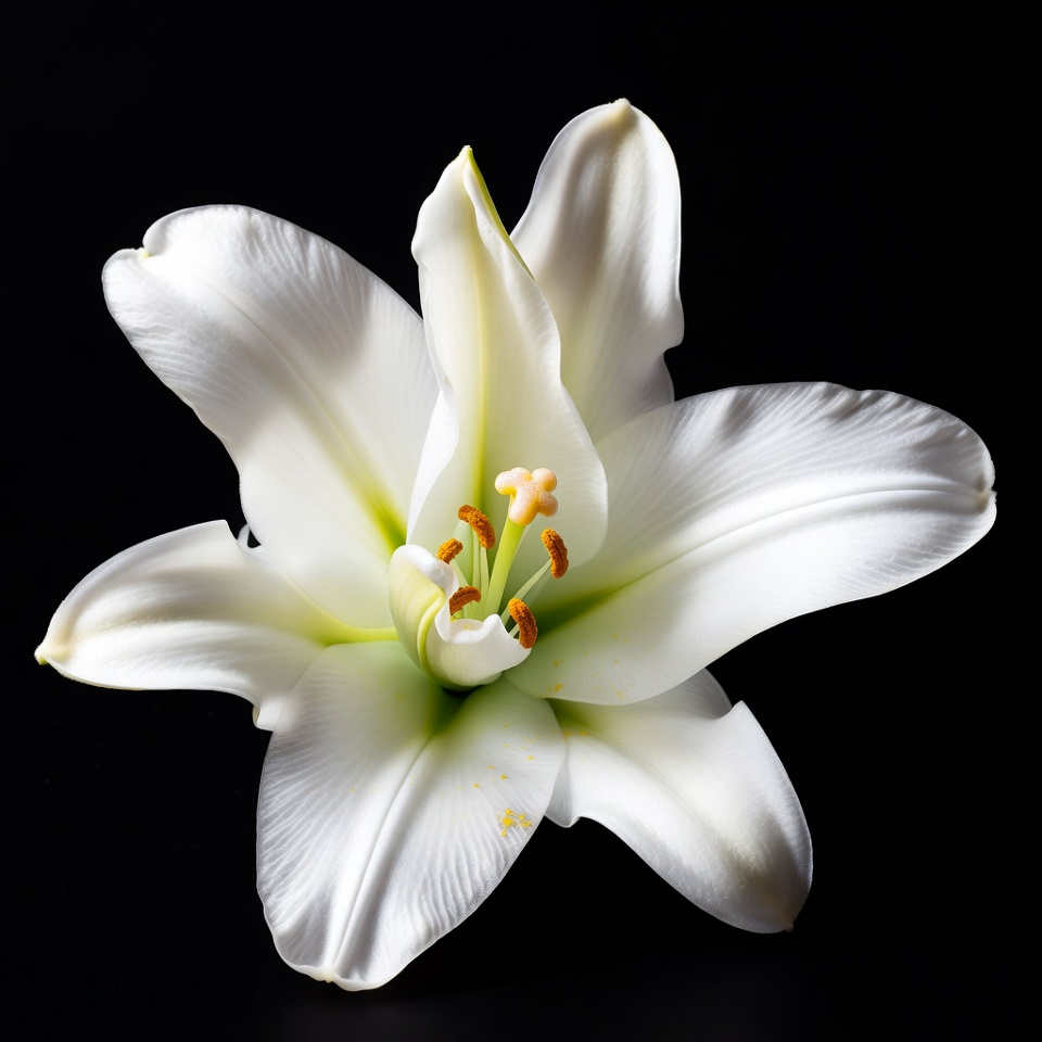 White lily flower on black background White lily flower on black background
