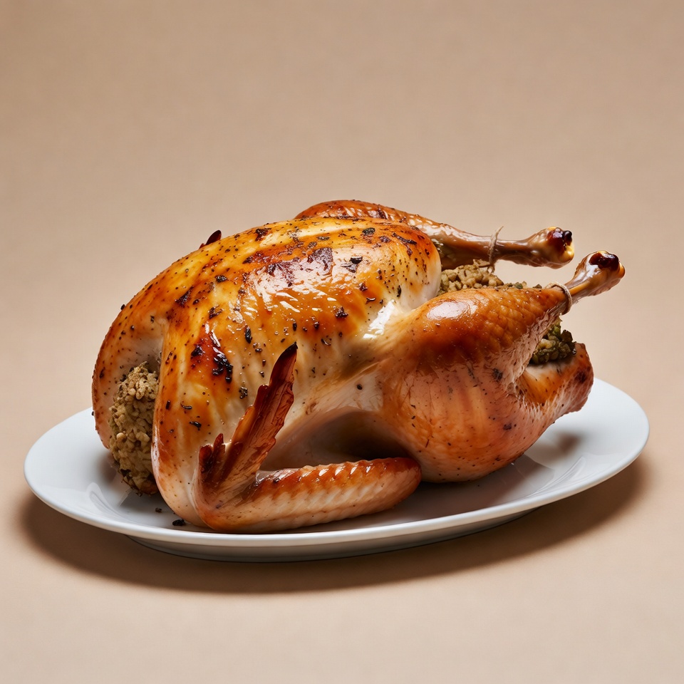 Turkey on a platter with stuffing Turkey on a platter with stuffing