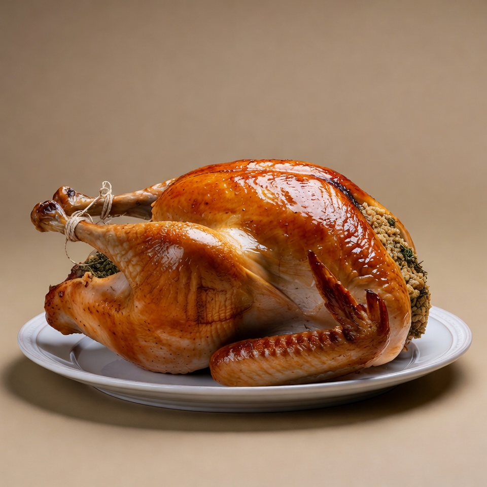 Roasted turkey on white plate Roasted turkey on white plate