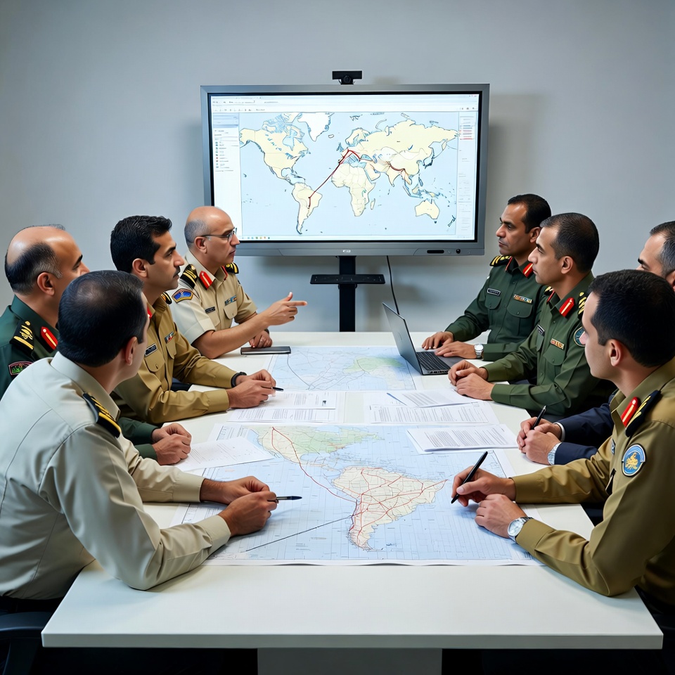 Military leaders discuss strategies in meeting Military leaders discuss strategies in meeting
