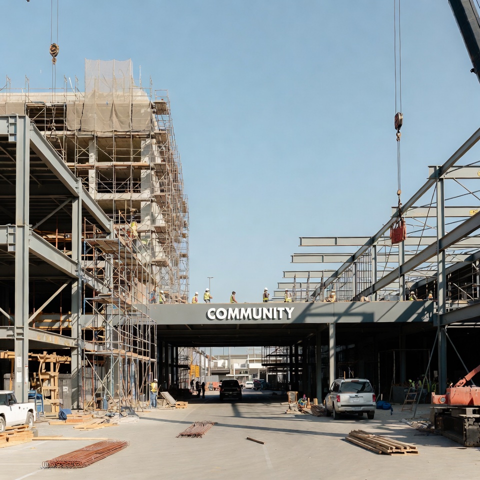 Construction of a community building site Construction of a community building site