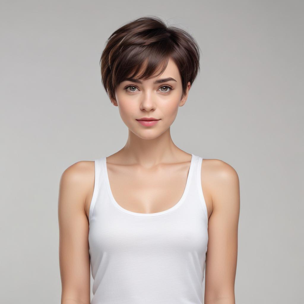 Young woman with short hair in studio setting Young woman with short hair in studio setting