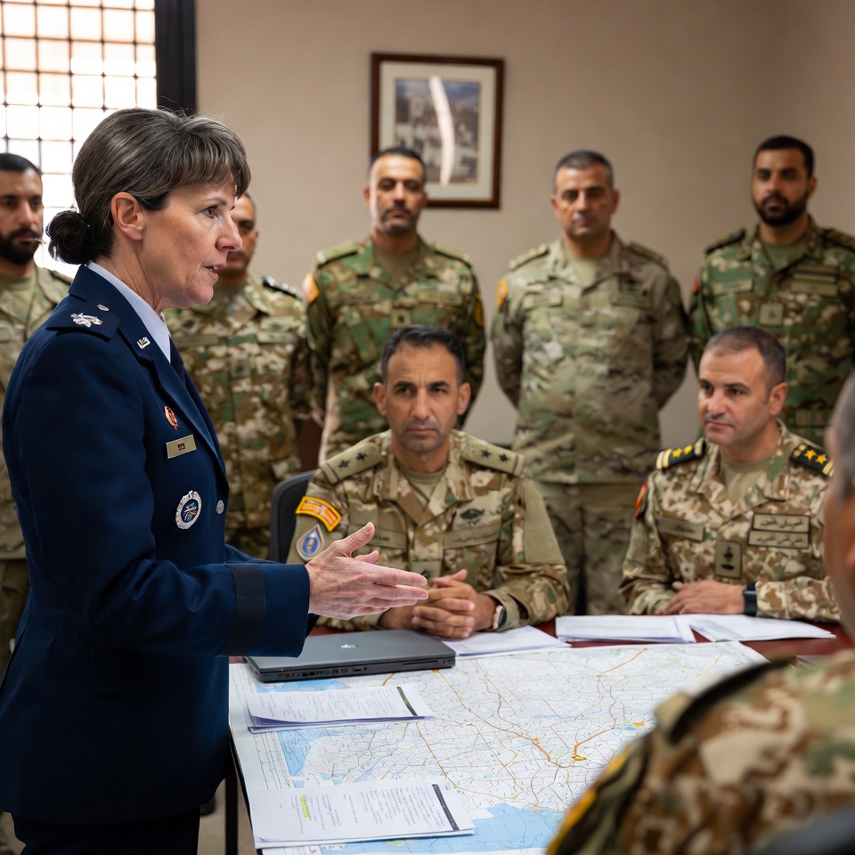 Military briefing with international officers Military briefing with international officers