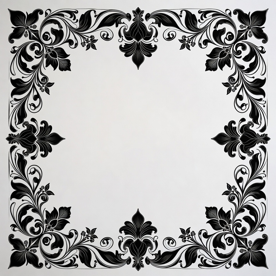 Floral border design on white background Floral border design on white background