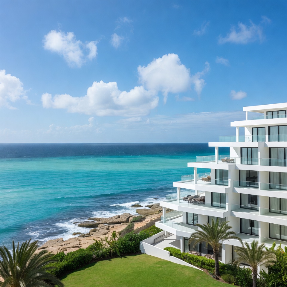 Modern building by the ocean at daytime Modern building by the ocean at daytime