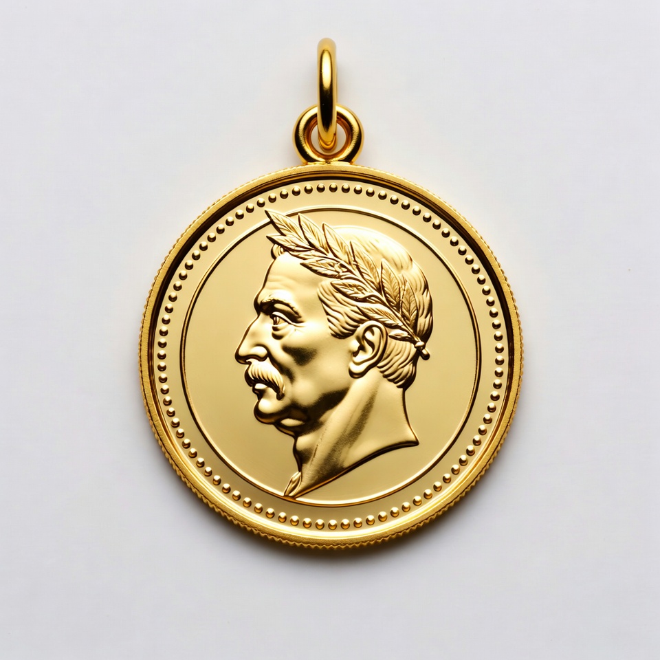Gold medal with profile design Gold medal with profile design