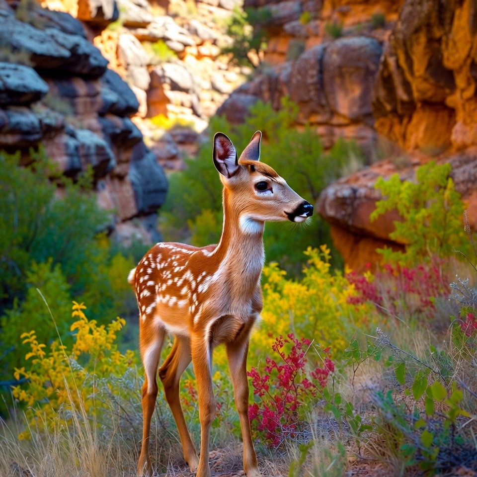 Deer in colorful canyon landscape Deer in colorful canyon landscape