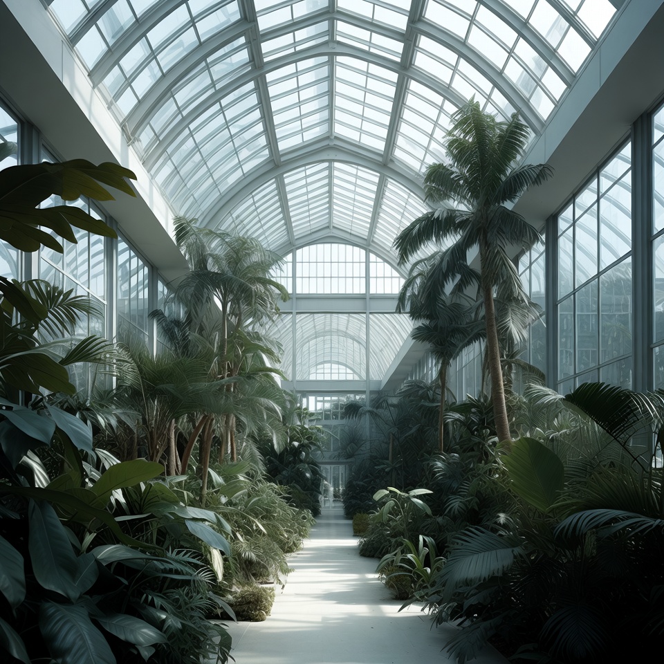 Indoor garden with glass roof Indoor garden with glass roof