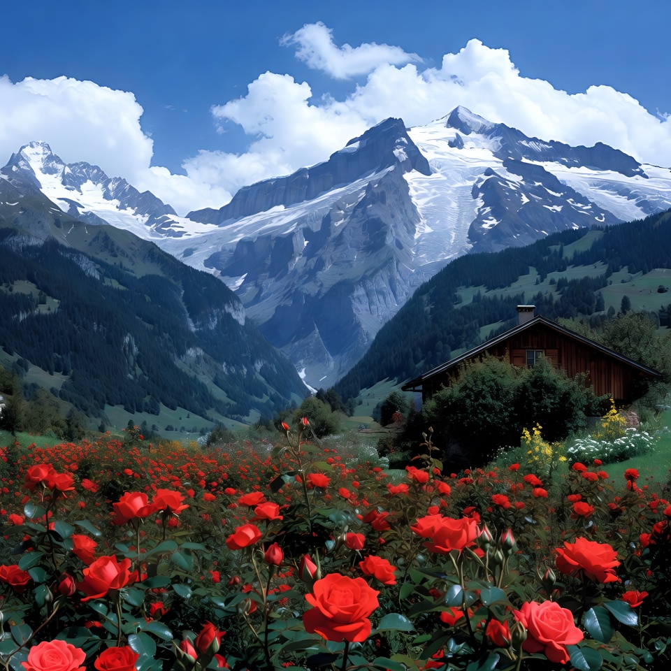Flowers and mountains in switzerland Flowers and mountains in switzerland