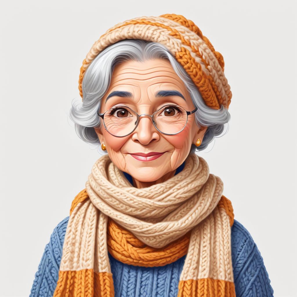 Elderly woman in warm clothing Elderly woman in warm clothing