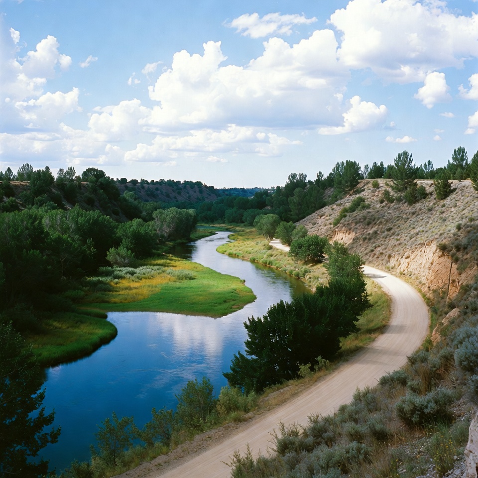 Scenic river winding through landscape Scenic river winding through landscape