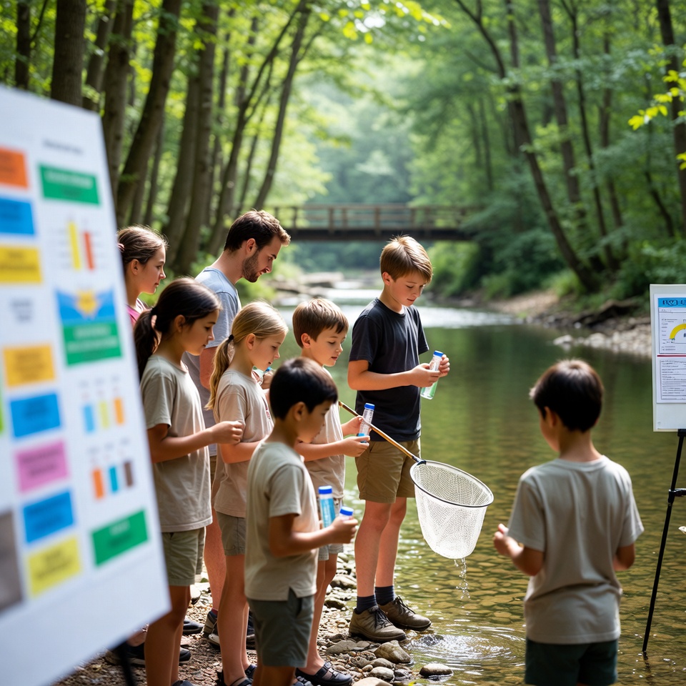Kids learn about river ecology together Kids learn about river ecology together