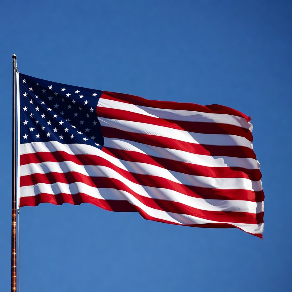 Flag waving in clear sky Flag waving in clear sky