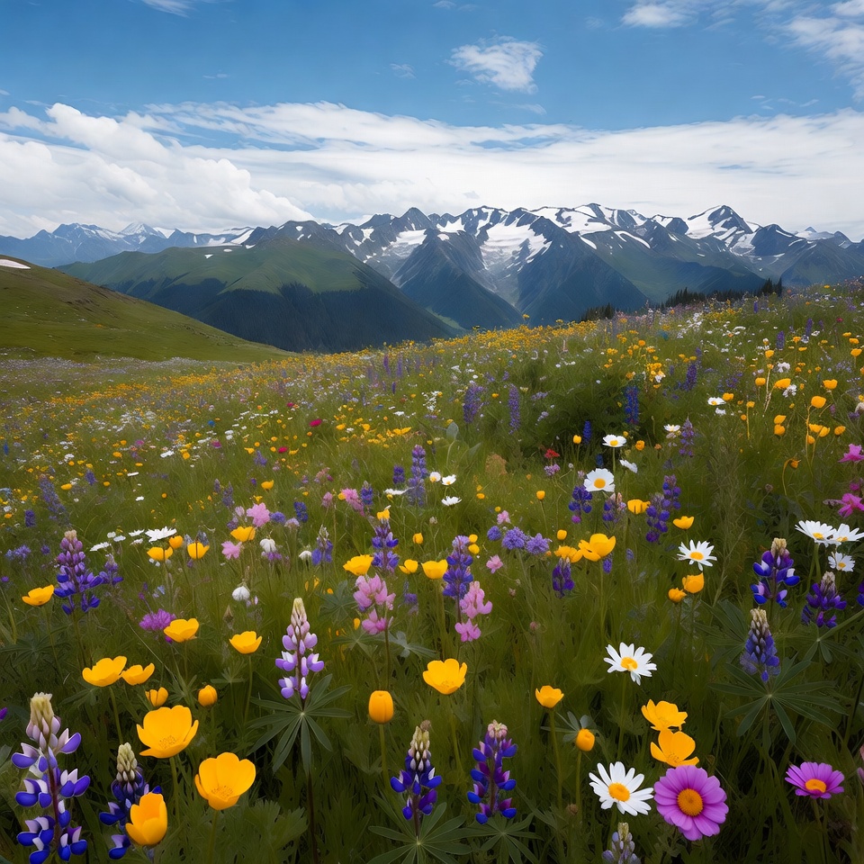 Colorful flowers in mountain meadow Colorful flowers in mountain meadow