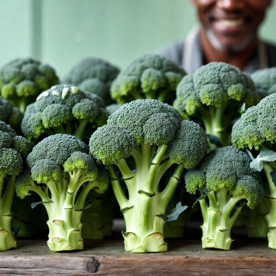 Fresh broccoli for sale at market stand Fresh broccoli for sale at market stand