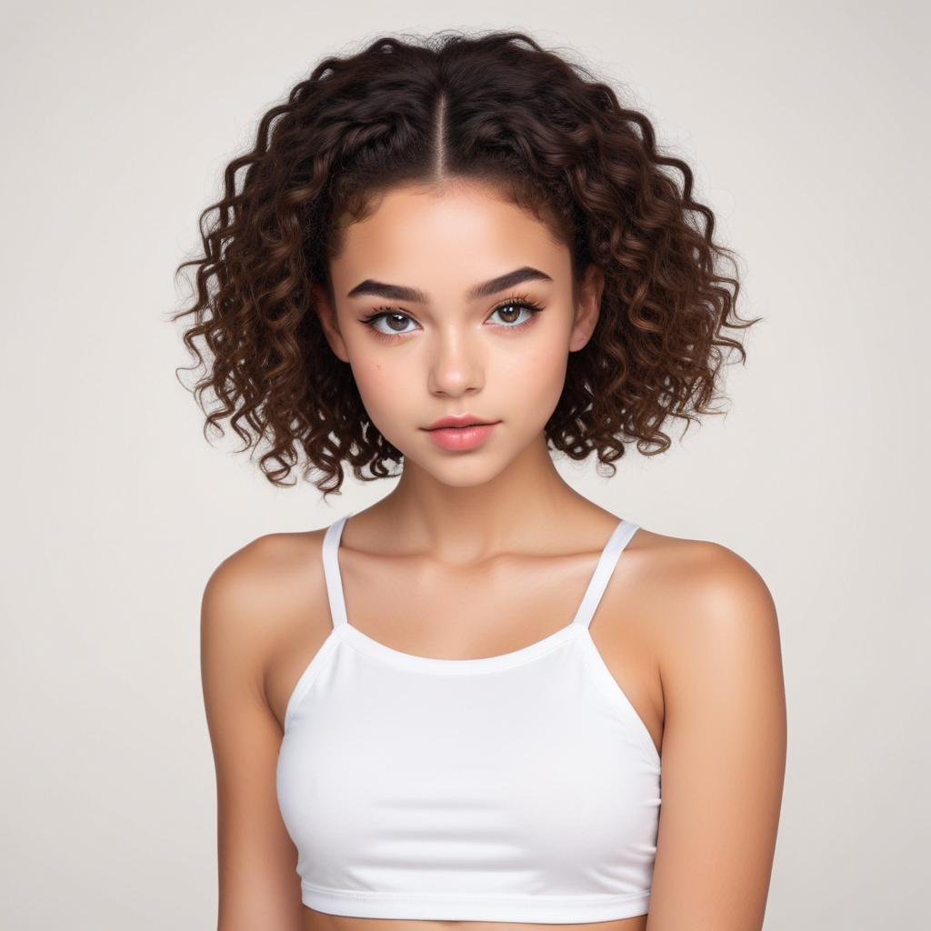 Young person with curly hair posing Young person with curly hair posing