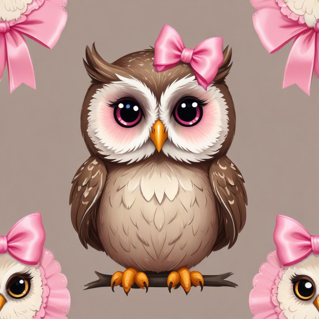 Cute owl with pink bows Cute owl with pink bows