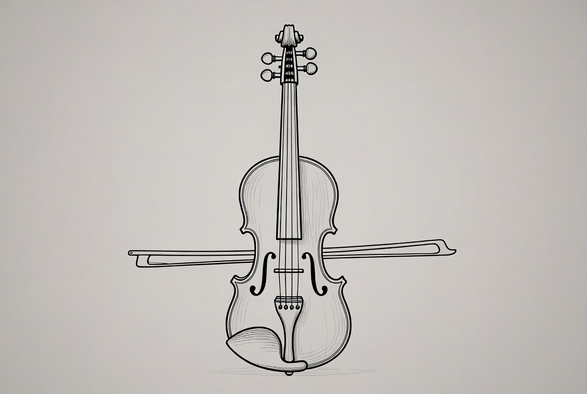 Violin drawing on plain background Violin drawing on plain background