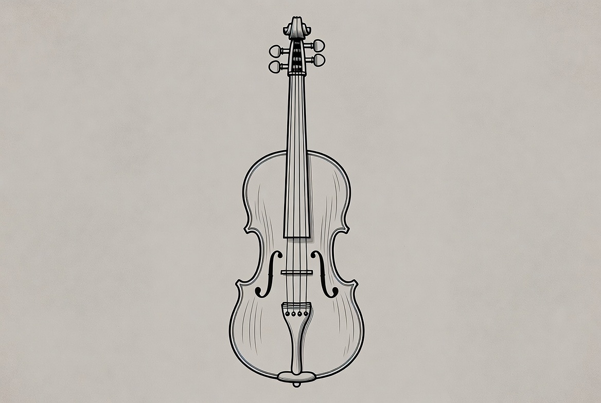 Violin sketch on gray background Violin sketch on gray background