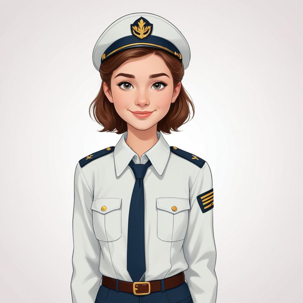 Young girl in uniform with cap Young girl in uniform with cap