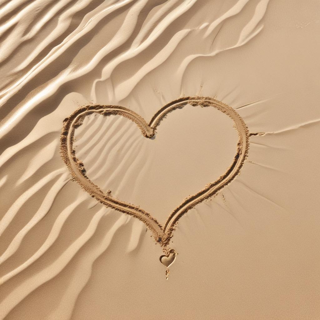 Heart shape in sand at beach Heart shape in sand at beach