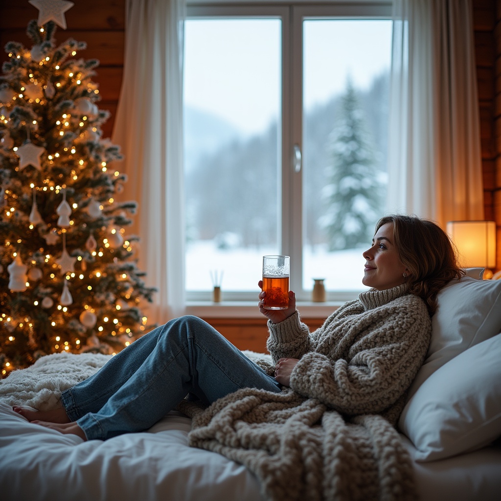 Enjoying a warm drink by the window Enjoying a warm drink by the window