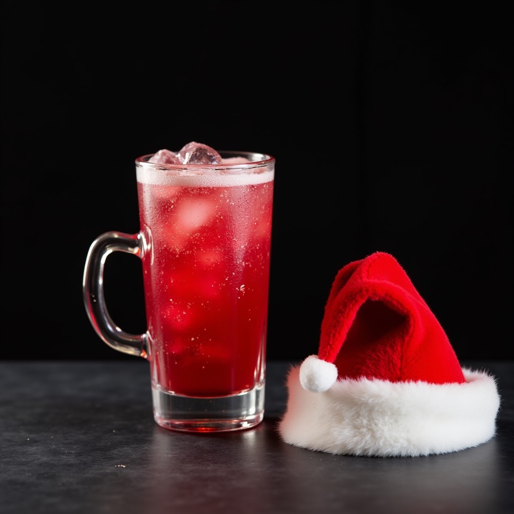 Festive drink with santa hat Festive drink with santa hat