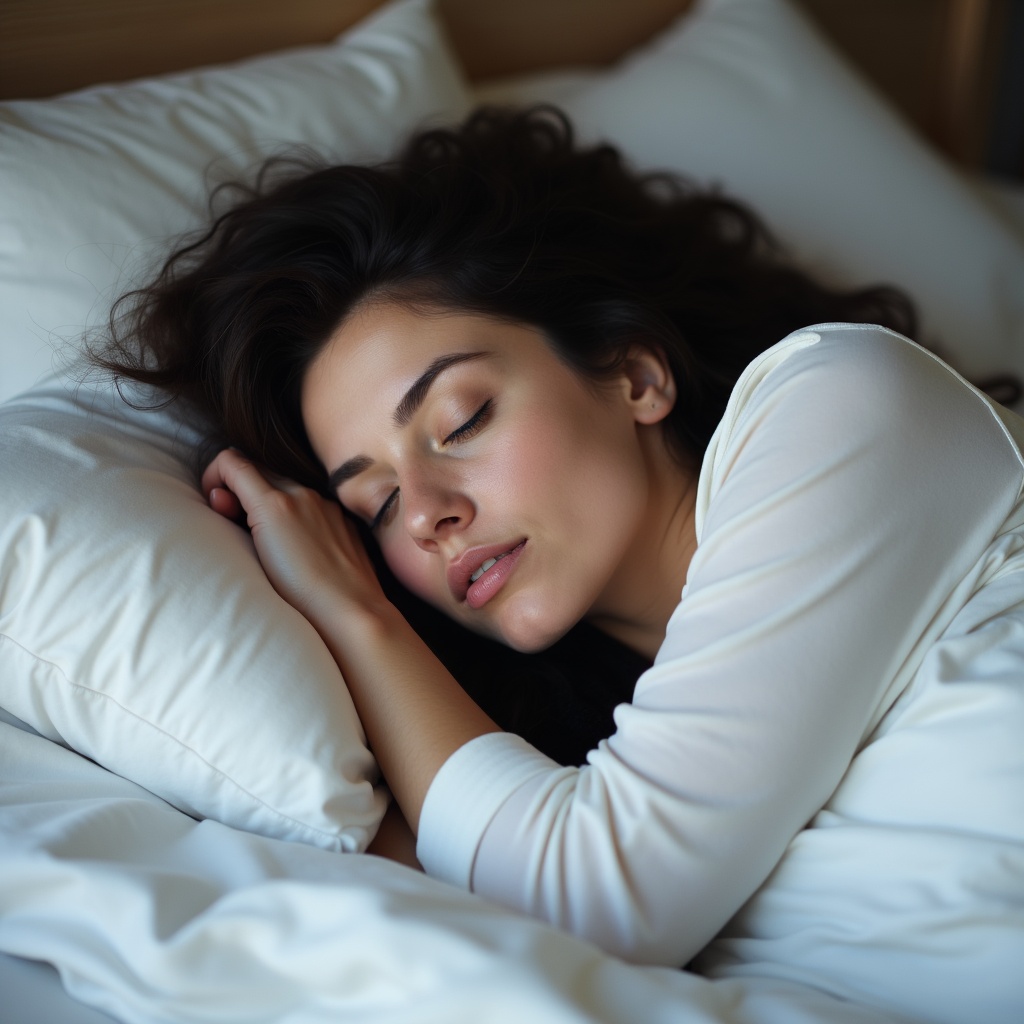 Woman sleeping in bed at home Woman sleeping in bed at home