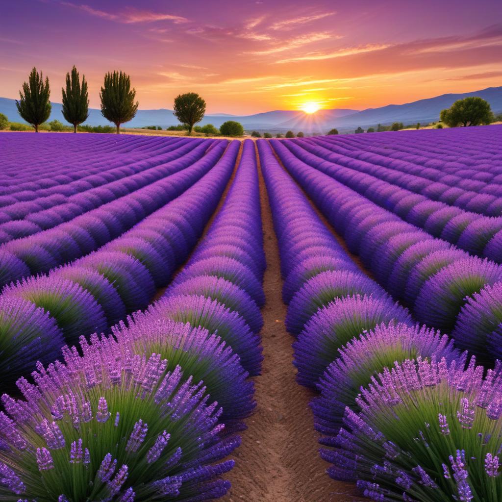 Lavender fields at sunset time Lavender fields at sunset time