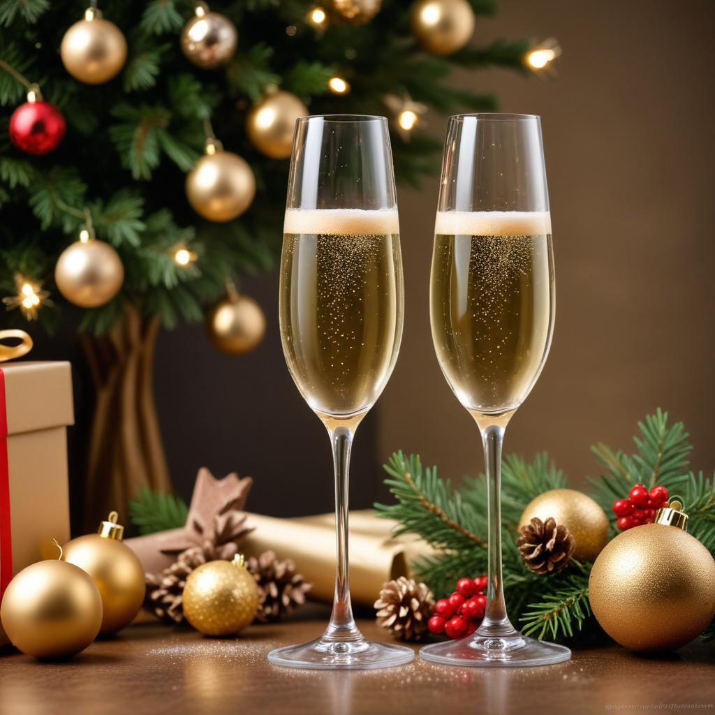 Sparkling drinks near festive tree Sparkling drinks near festive tree