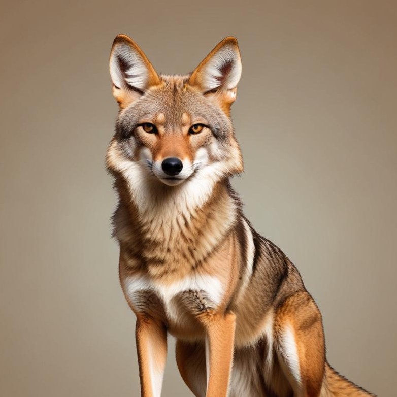 Coyote sitting on a plain background Coyote sitting on a plain background