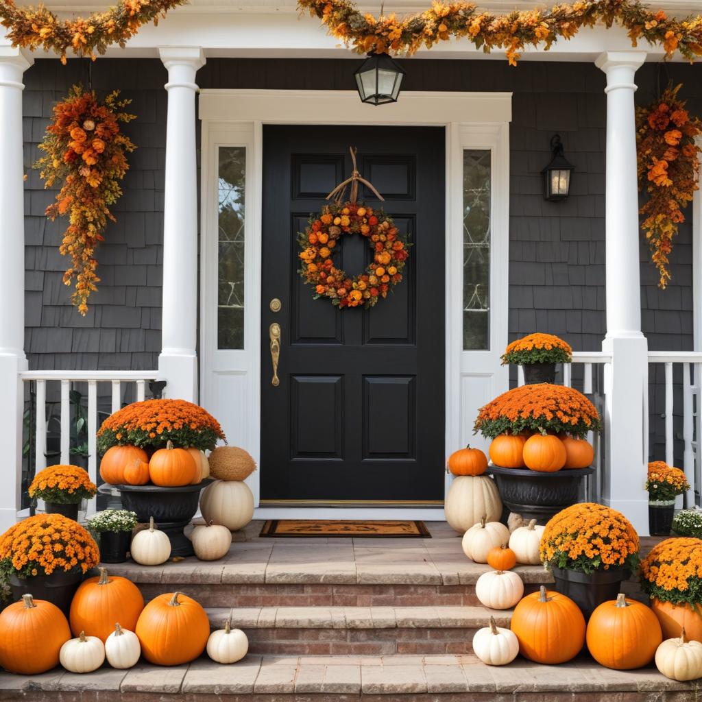 Fall decorations at front door Fall decorations at front door