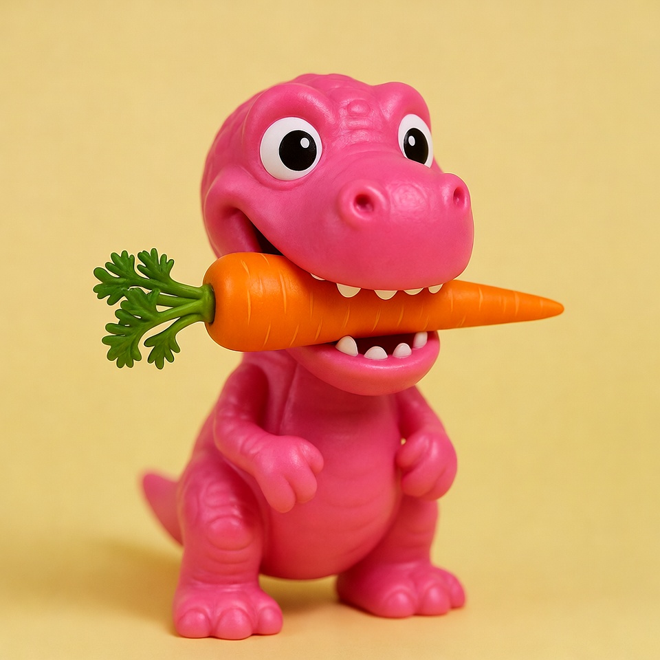 Pink dinosaur with carrot toy Pink dinosaur with carrot toy