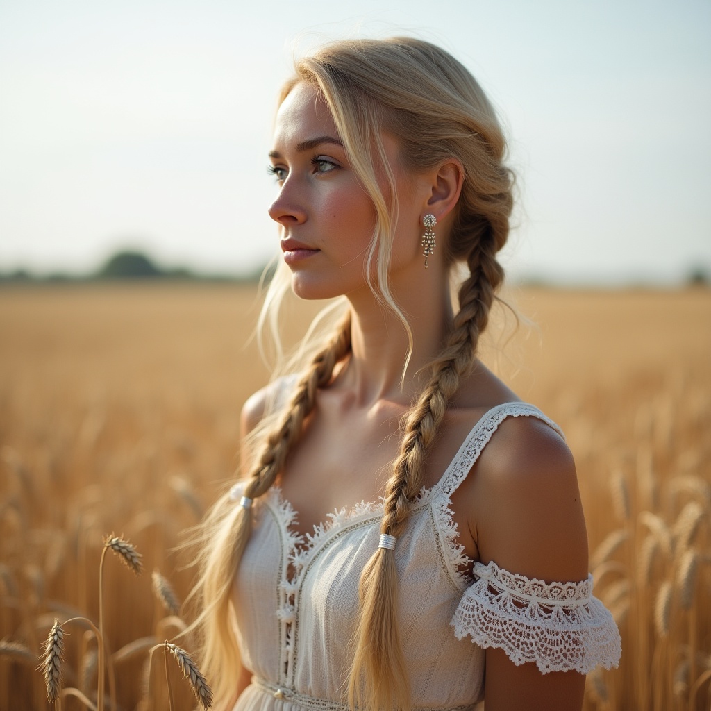Woman in a field during sunset Woman in a field during sunset