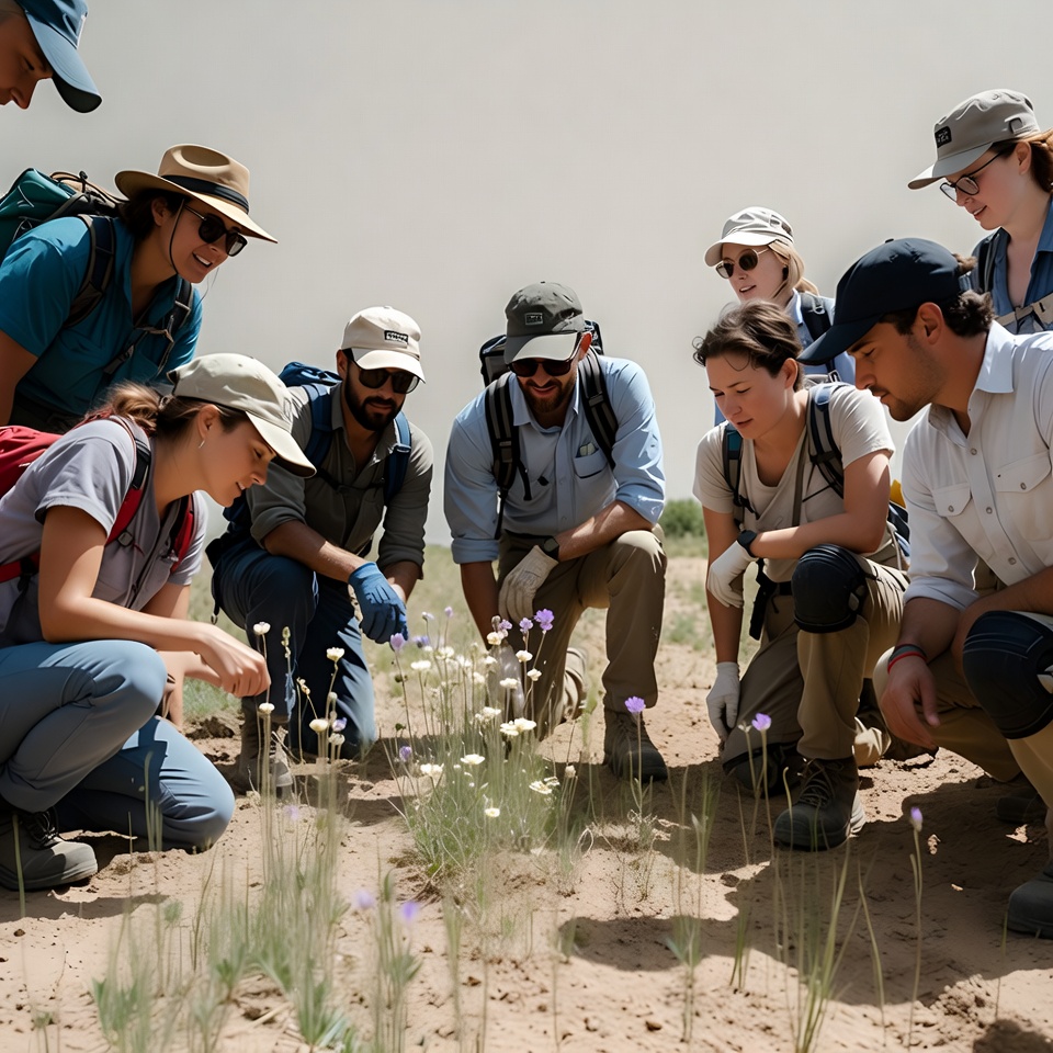 Group studies plants in desert Group studies plants in desert